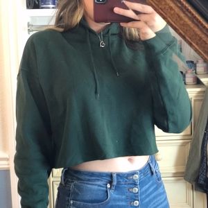 Urban Outfitters Forest Green Cropped Hoodie
